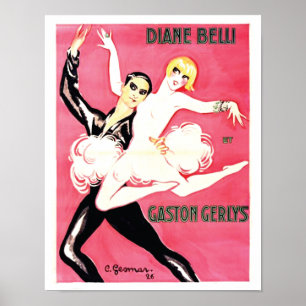 Poster Casal da dança da idade do jazz do art deco