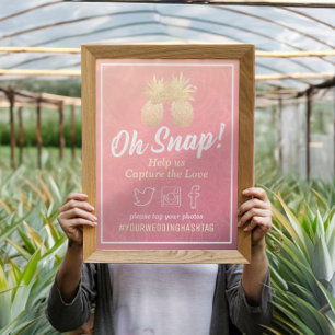 Poster Casal de abacaxi Dourado de Snap Hashtag de Casame