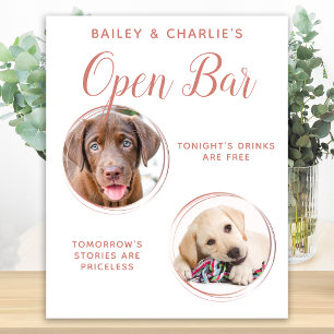 Poster Casal de Cachorros no Bar Aberto Foto Rose Gold Dr