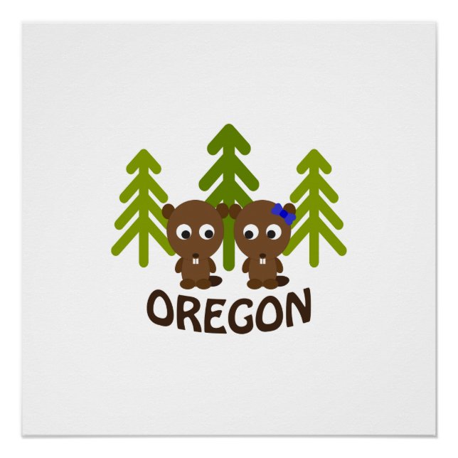 Pôster Casal de castor bonito Oregon (Frente)