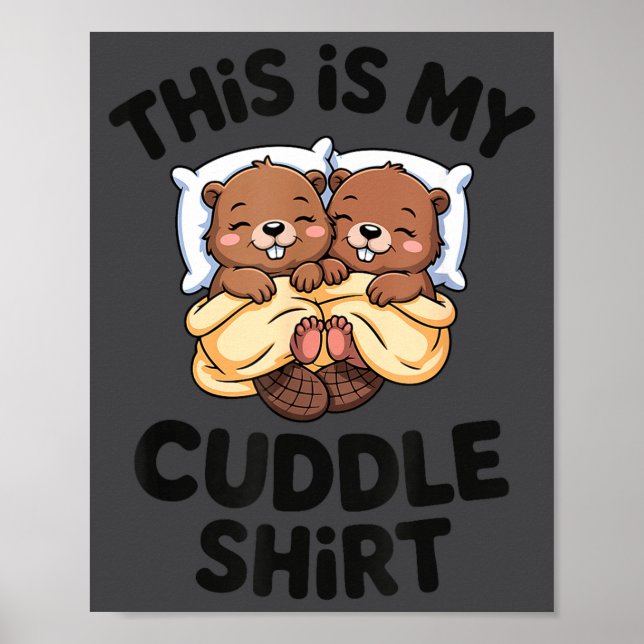 Poster Casal de Castores Engraçado Este É Meu Abraço  (Frente)