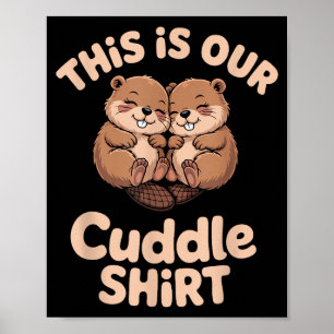 Poster Casal de Castores Fofos Este É Nosso Abraço