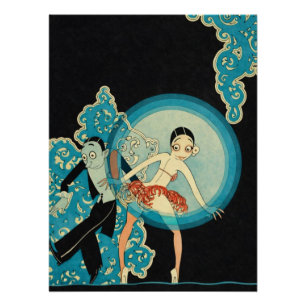 Pôster Casal de Dança Art Déco de Josephine Baker
