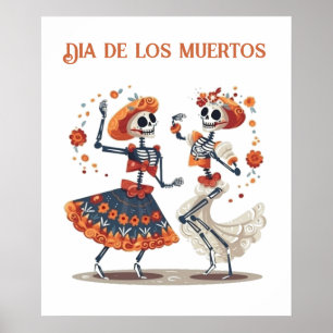 Poster Casal de Esqueleto Dançante Personalizado do Día d