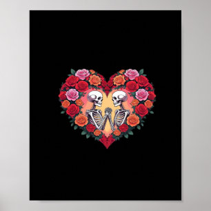Poster Casal De Esqueleto Segurando As Mãos Dentro A Cora