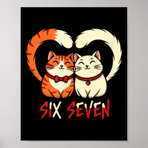 Poster Casal de Gatos Fofos Roupas de Rua Amor Romântico