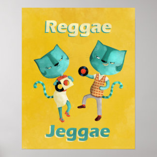 Poster Casal de Gatos Regosos Azuis
