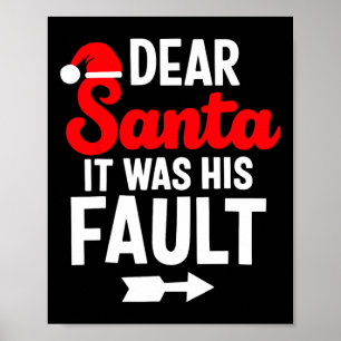 Poster Casal de Natal Engraçado Querido Papai Noel Foi De