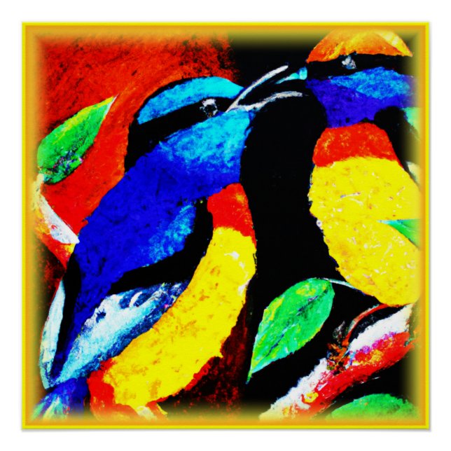 Pôster Casal De Pássaros Bonitos. Comprar Agora (Frente)