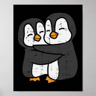 Poster Casal de Pinguins Abraço Mulheres Homens Meninos M