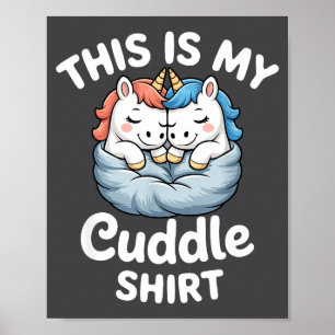 Poster Casal de Unicórnios Fofos Se Aconchega Este É Meu