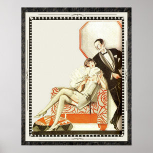 Pôster Casal decadente da vanguarda do art deco do 1920