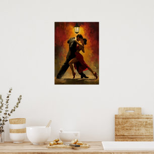 Poster ✨Casal Elegante de Tango Projeto de Arte Romântica