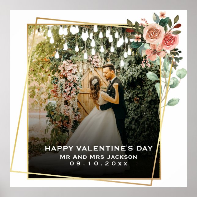 Poster Casal Elegante Foto com Citação de Amor Simples Te (Frente)