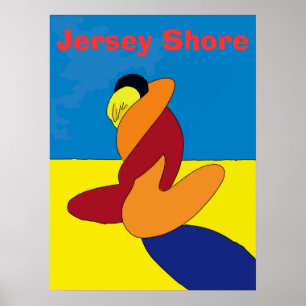 Pôster Casal em Jersey Shore Beach Abstrato