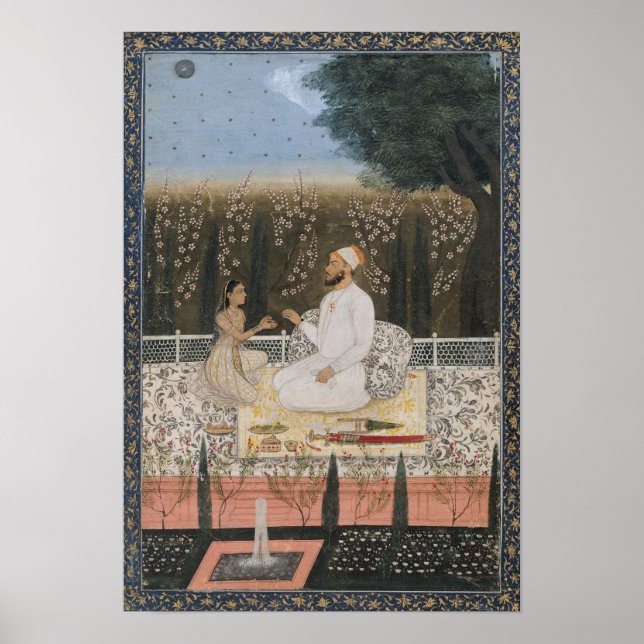 Pôster Casal em um terraço em um jardim (Frente)