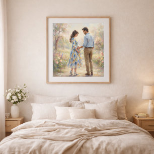 Poster Casal Esperançoso Arte em Estilo Impressionista 