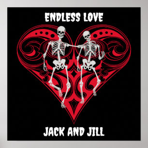 Poster Casal esquelético personalizado