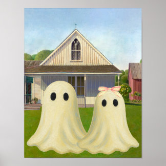 Poster Casal Fantasma Góthico Americano