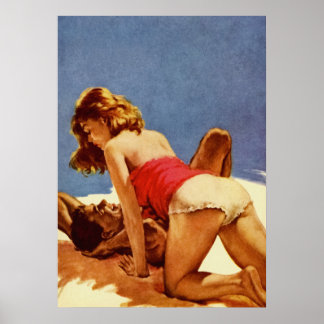 Poster Casal Fazer Love - Retro Pulp Cobrir Art
