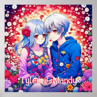 Casal, Flores e Corações de Animes Bonitos Persona