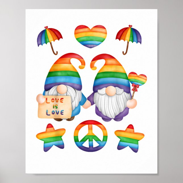 Poster Casal Gay Gnomos Orgulho, Sr & Sr Casamento Gay, D (Frente)