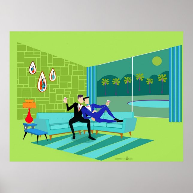 Poster Casal Gay Romântico Retroativo (Frente)