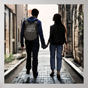 Poster Casal Gerado por IA de mãos dadas