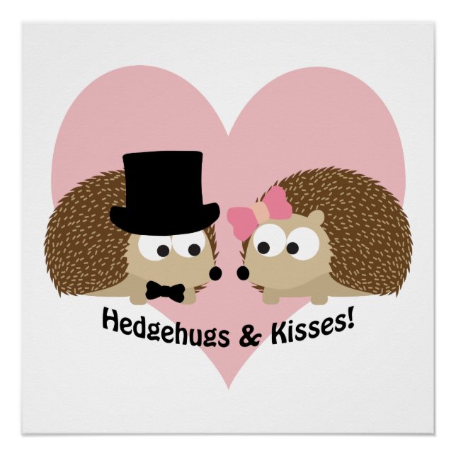 Pôster Casal Hedgehugs e Kisses Hedgehog (Frente)