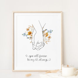 Poster Casal na mão Arte Floral