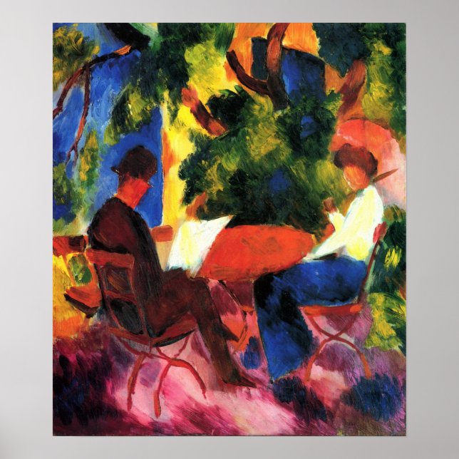 Pôster Casal na Mesa do Jardim por August Macke (Frente)