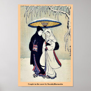 Pôster Casal na neve por Suzuki, Harunobu