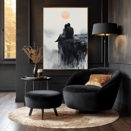 Poster Casal no Cliff com Serene Sunset Glow