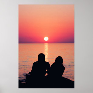 Poster Casal no mar ao pôr do sol