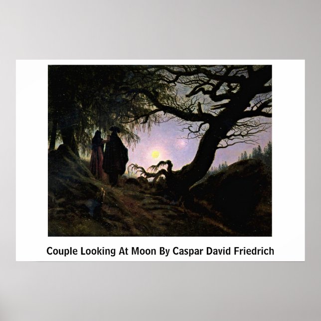 Pôster Casal Olhando A Lua Por Caspar David Friedrich (Frente)