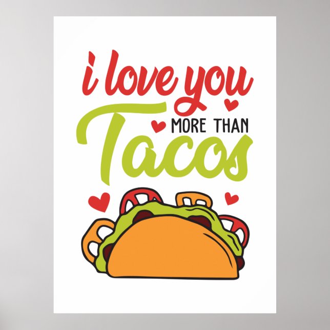 Poster Casal Presente Eu Te Amo Mais Do Que Tacos (Frente)