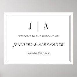 Poster Casal preto e branco Monograma Nome moderno simple