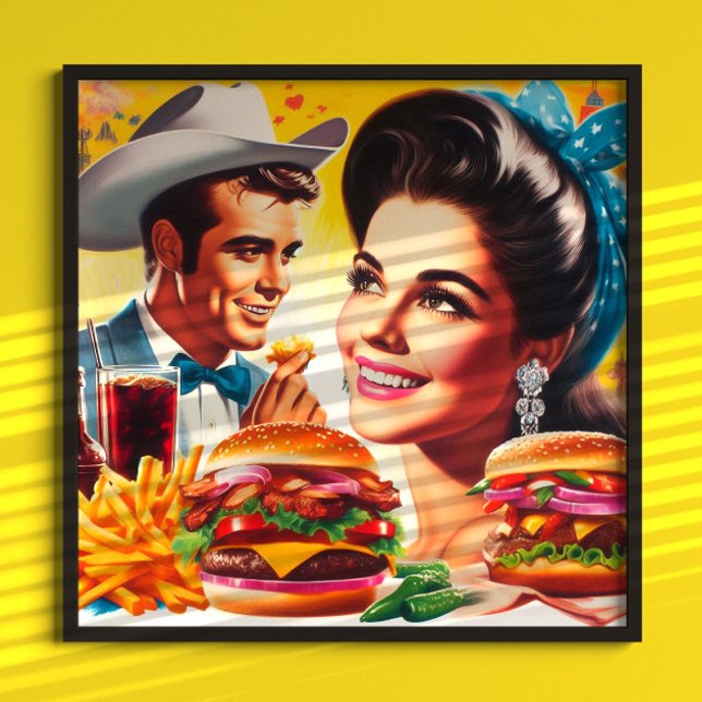 Poster Casal Retro de Fast Food (Criador carregado)