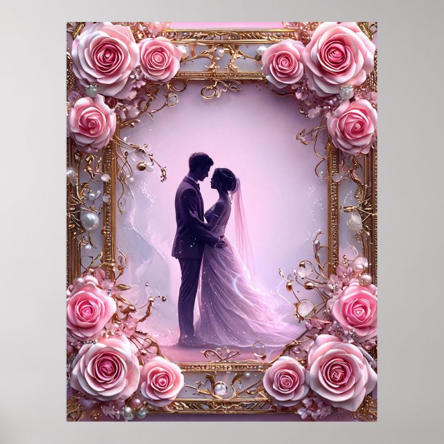 Poster Casal romântico de casamento na Imagem Elegante (Frente)
