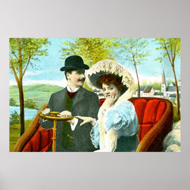 Poster Casal romântico numa cena de colheita (Frente)