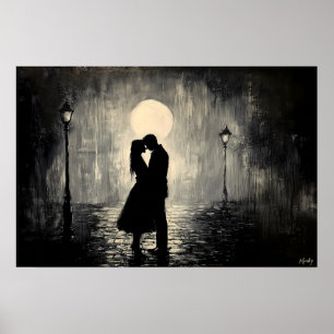 Poster Casal Romântico sob a Luz do Luar
