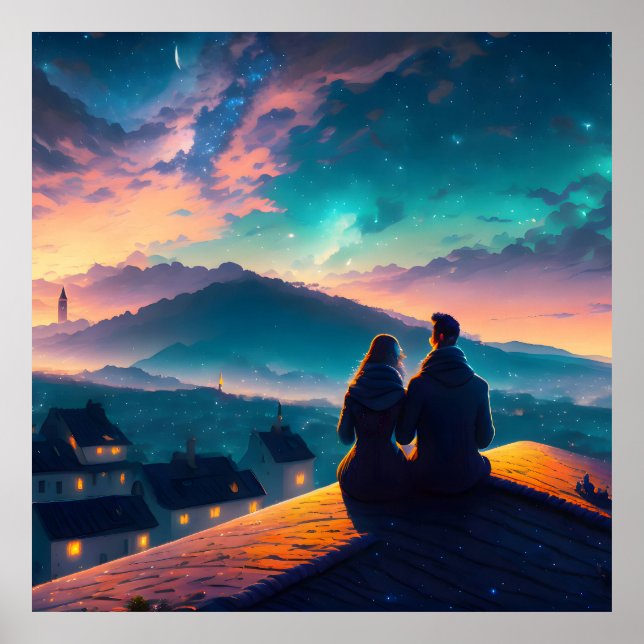 Poster Casal Sentado No Telhado (Frente)