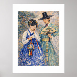 Poster Casal Tímido Coreano em Hanbok – Romântico do Lest