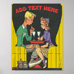 Poster Casal Vintage com Soda