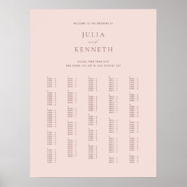 Poster Casamento Alfabético Clássico Elegante Rosa