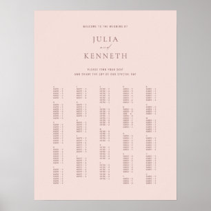 Poster Casamento Alfabético Clássico Elegante Rosa