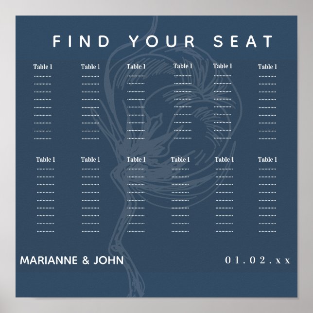 Poster Casamento Azul Da Fábrica De Algodão Botânico (Frente)