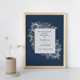 Poster Casamento Azul Empoeirado Champanhe Marfim