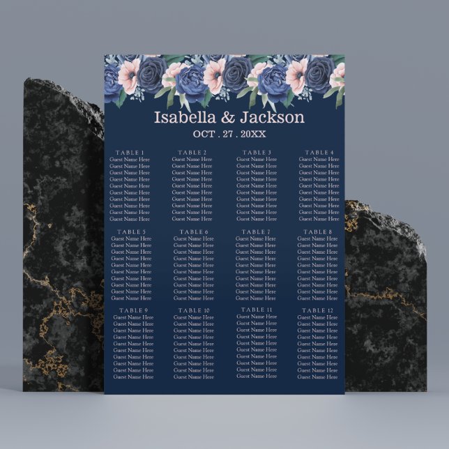 Poster Casamento Azul Empoeirado Champanhe Marfim  (Dusty Blue Navy Champagne Ivory Wedding Supplies)
