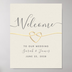 Poster Casamento Bem-Vindo à Caligrafia Dourada